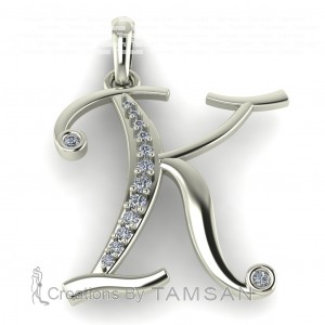 Diamond Initial Fancy Letter K 0.13Ctw