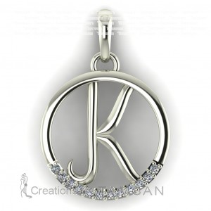 Diamond Initial Circle Letter K 0.075Ctw