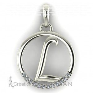 Diamond Initial Circle Letter L 0.075Ctw