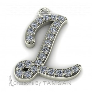 Diamond Initial Script Letter L 0.30Ctw