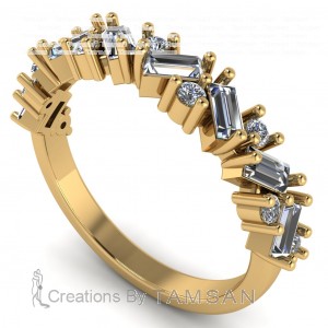 Diamond Baguette and Round Anniversary Ring 0.70Ctw