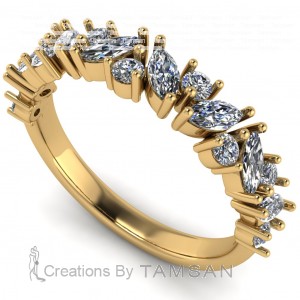 Diamond Marquise and Round Anniversary Ring 0.60Ctw