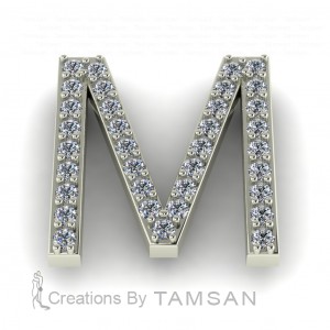 Diamond Initial Block Letter M 0.45Ctw