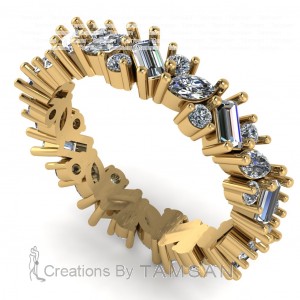 Diamond Marquise, Baguette and Round Eternity Ring 1.20Ctw