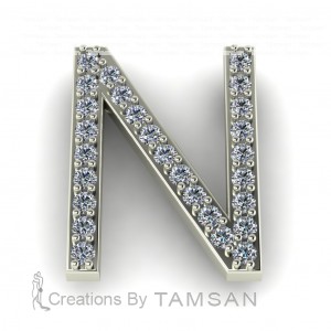 Diamond Initial Block Letter N 0.35Ctw