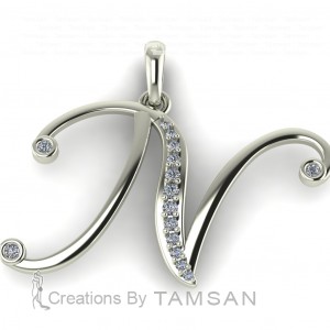  Diamond Initial Fancy Letter N 0.13Ctw