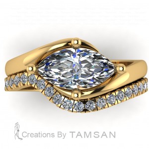 Marquise Bypass Diamond Bridal Set 2.05Ctw