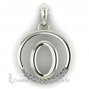  Diamond Initial Circle Letter O 0.075Ctw