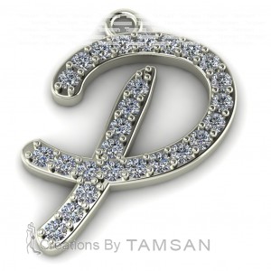 Diamond Initial Script Letter P 0.35Ctw