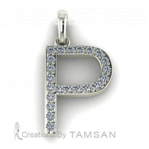 Diamond Initial Block Letter P 0.30Ctw