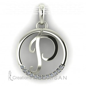  Diamond Initial Circle Letter P 0.075Ctw