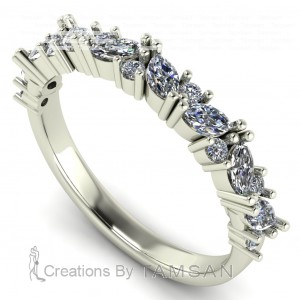 Diamond Marquise and Round Anniversary Ring 0.50Ctw