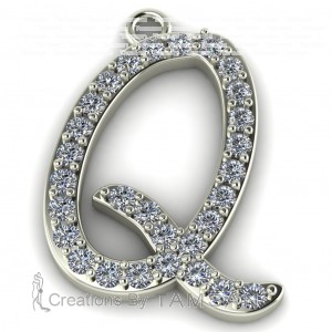 Diamond Initial Script Letter Q 0.35Ctw