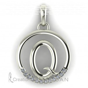  Diamond Initial Circle Letter Q 0.075Ctw