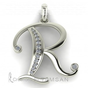  Diamond Initial Fancy Letter R 0.12Ctw