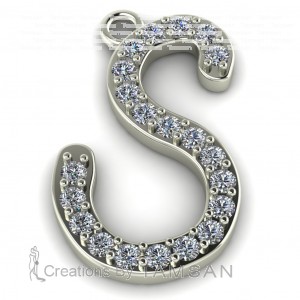 Diamond Initial Script Letter S 0.25Ctw