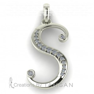  Diamond Initial Fancy Letter S 0.50Ctw