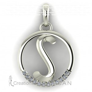 Diamond Initial Circle Letter S 0.075Ctw