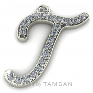 Diamond Initial Script Letter T 0.25Ctw