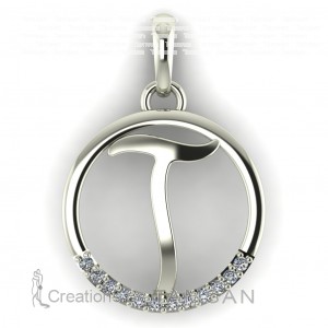 Diamond Initial Circle Letter T 0.075Ctw