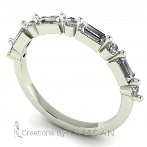 Diamond Baguette and Round Anniversary Ring 0.55Ctw