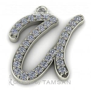 Diamond Initial Script Letter U 0.40Ctw