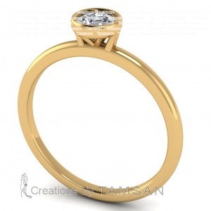 Round Bezel Solitaire Engagement Ring 0.30Ctw