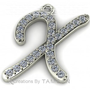 Diamond Initial Script Letter X 0.35Ctw