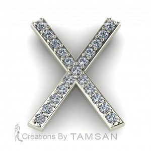 Diamond Initial Block Letter X 0.25Ctw