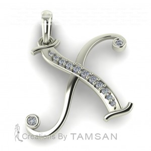  Diamond Initial Fancy Letter X 0.12Ctw