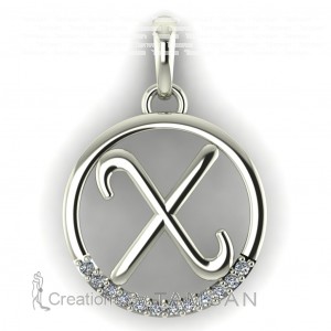  Diamond Initial Circle Letter X 0.075Ctw