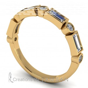 Diamond Baguette and Round Anniversary Ring 0.65Ctw