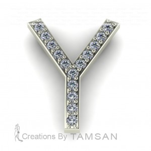 Diamond Initial Block Letter Y 0.20Ctw