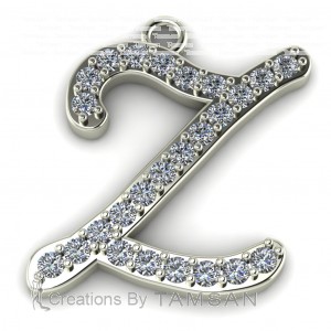 Diamond Initial Script Letter Z 0.30Ctw