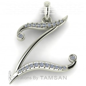  Diamond Initial Fancy Letter Z 0.78Ctw