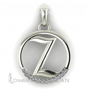 Diamond Initial Circle Letter Z 0.075Ctw