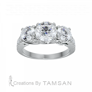 Three Stone Round Cut Engagement Ring 2.20Ctw