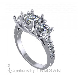 Three Stone Round Cut Engagement Ring 2.20Ctw