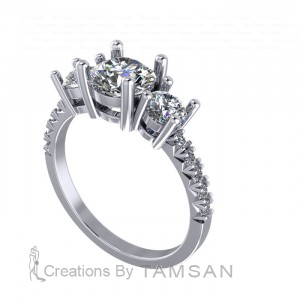 Three Stone Round Cut Engagement Ring 1.85Ctw