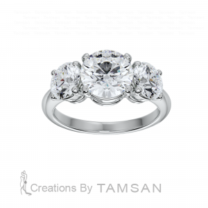 Three Stone Round Cut Engagement Ring 2.60Ctw