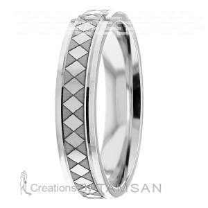 6mm Diamond Pattern Wedding Ring