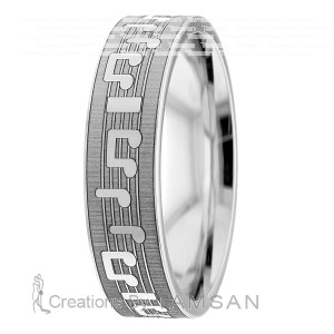 Music Notes Wedding Ring  6mm wide