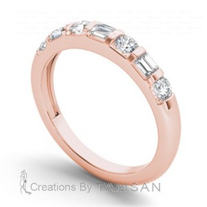 Diamond Baguette and Round Anniversary Ring 0.50Ctw
