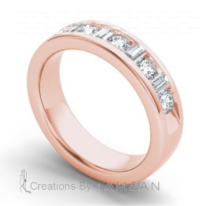 Diamond Baguette and Round Anniversary Ring 1Ctw