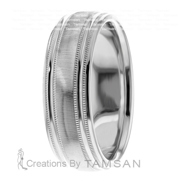 Double milgrain men's wedding band deals