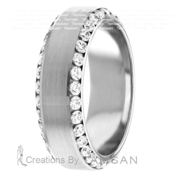 Beveled Edge Channel Setting Diamond Wedding Bands