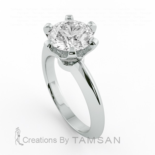 Knife Edge Six Prong Engagement Ring White Gold