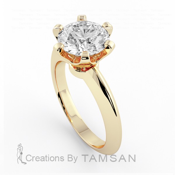 Knife Edge Six Prong Engagement Ring 