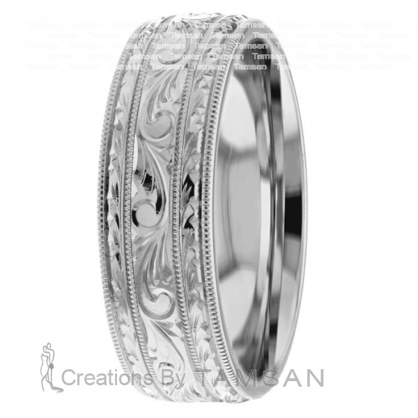 7mm Hand Engraved Wedding Ring